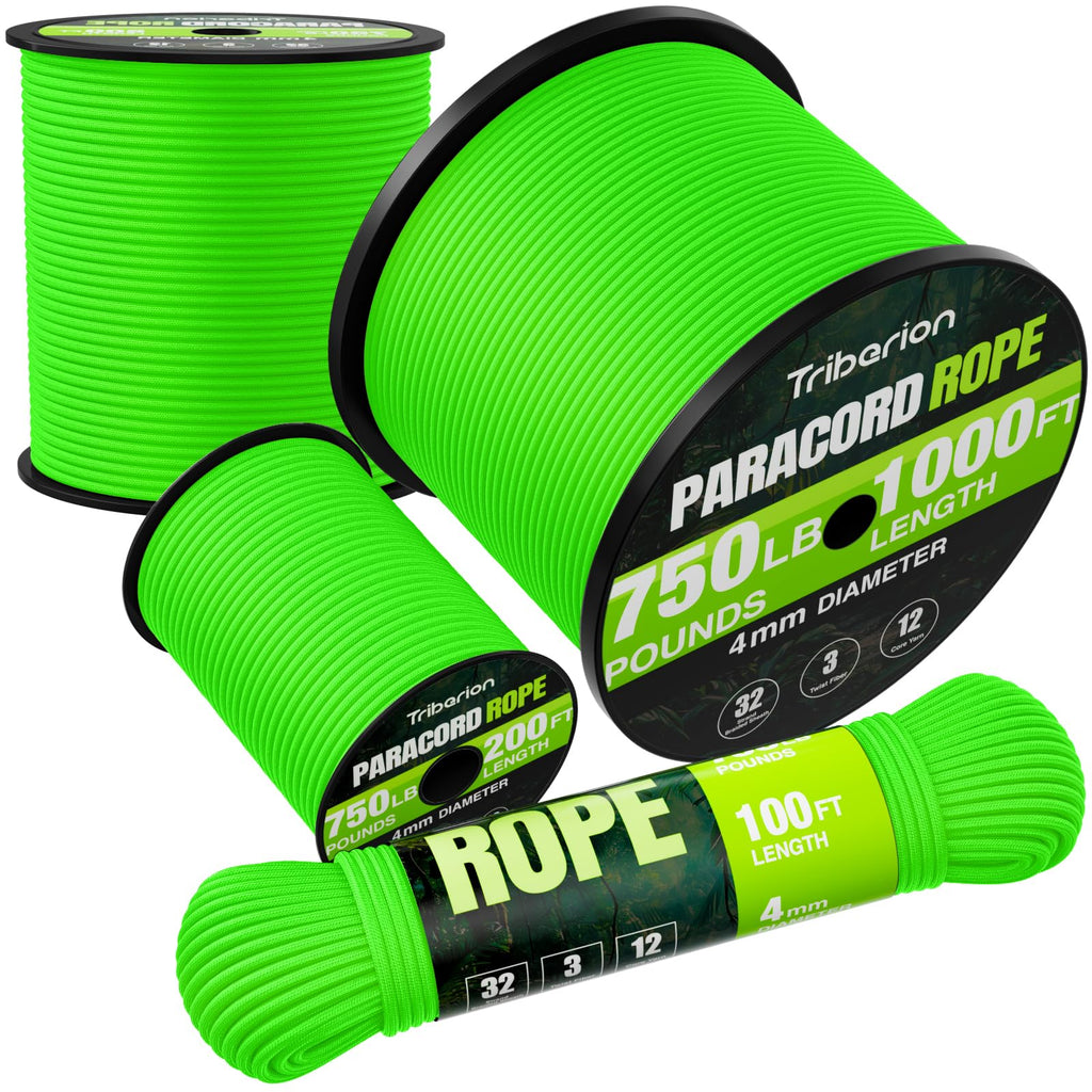 Paracord Rope 750 lb - 1000ft / 500ft / 200ft / 100ft 5/32" Parachute Cord 4MM 12-Strand para Cord - Heavy Duty Spool String for Survival,Camping Gear, Survival Bracelet, Clothesline