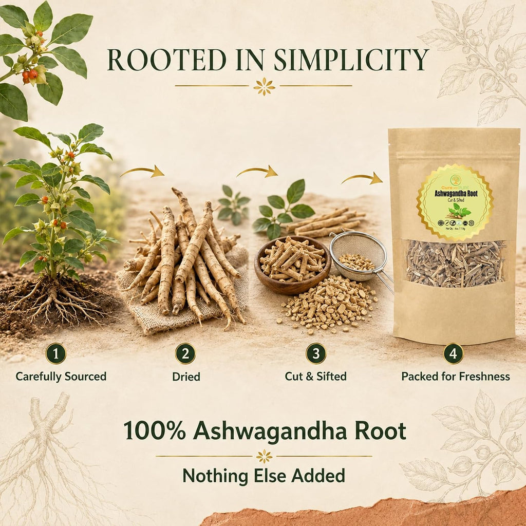 Cure wid Pure Organic Ashwagandha Root 4oz Cut & Sifted Ashwagandha Tea