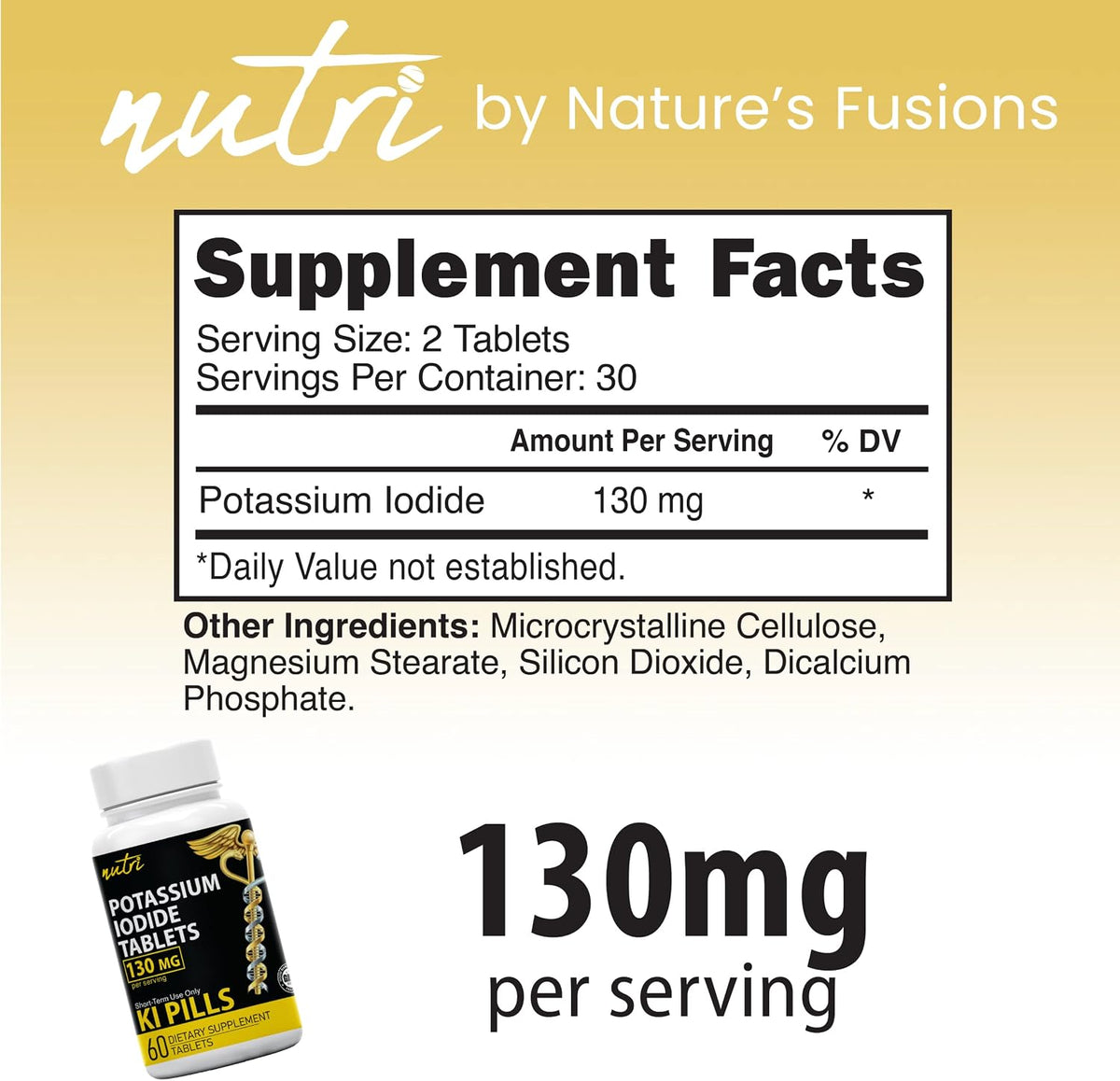 Nutri Potassium Iodide Tablets, 130mg - 120 Tablets (2 Pack)
