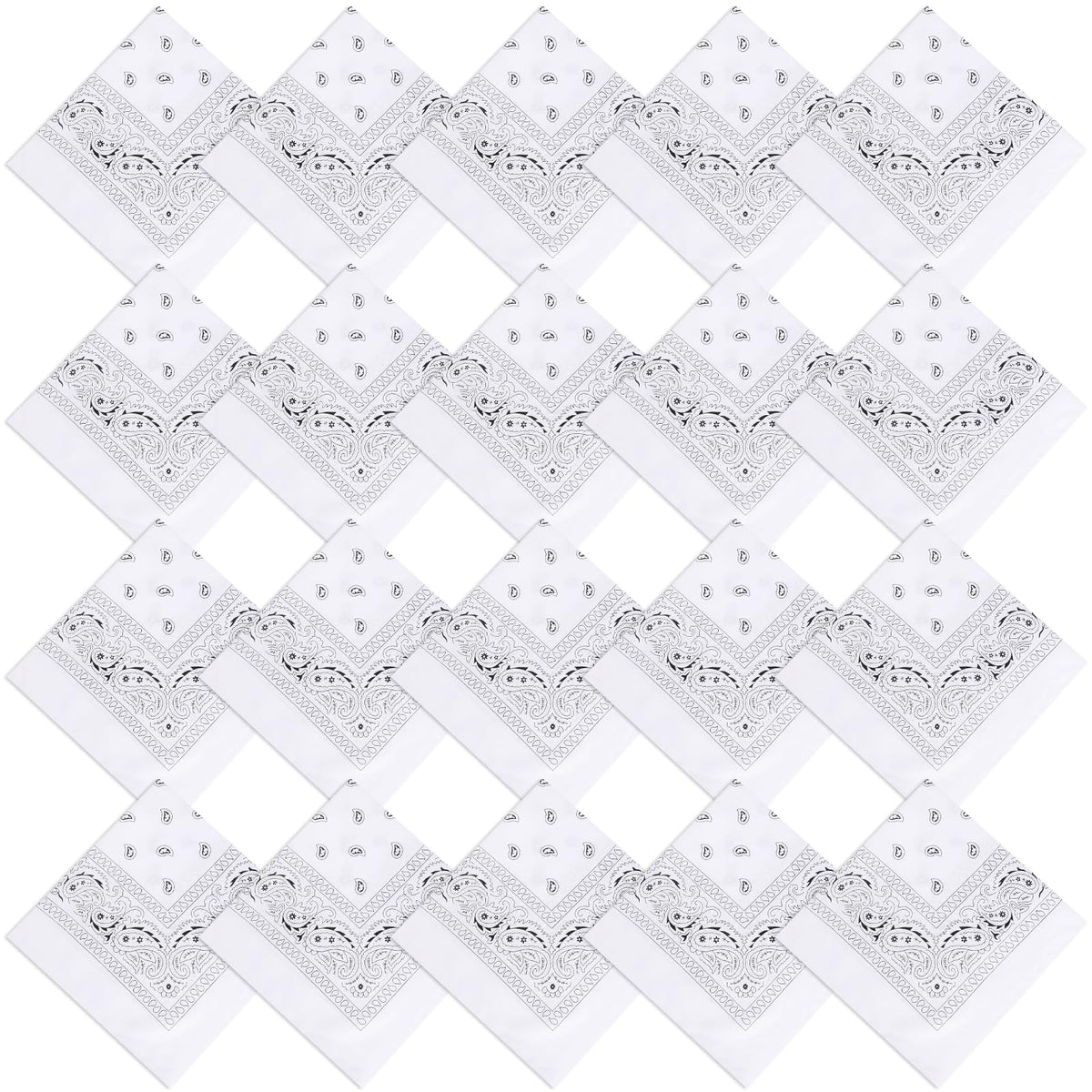 Jeatonge 20 Pcs Bandanas for Women Men Head Scarf Handkerchief 22x22 Inch