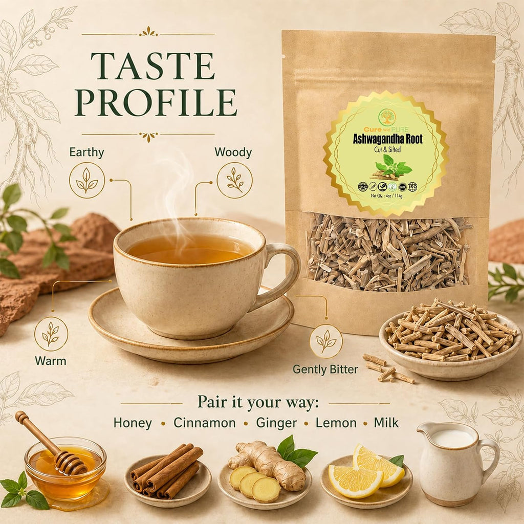 Cure wid Pure Organic Ashwagandha Root 4oz Cut & Sifted Ashwagandha Tea