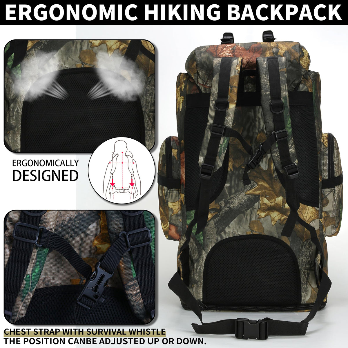 Hiking Backpack 70L/100L Camping Backpack Military Rucksack