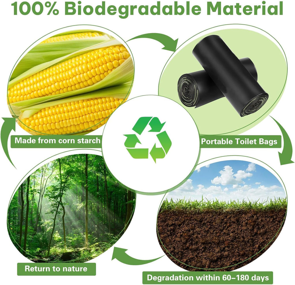 Portable Toilet Bags for Camping, Biodegradable Drawstring Toilet Bags