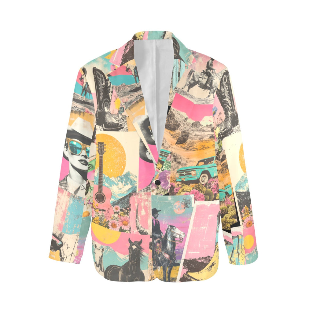 Baha Ranch Retro Pop Western Collage Blazer