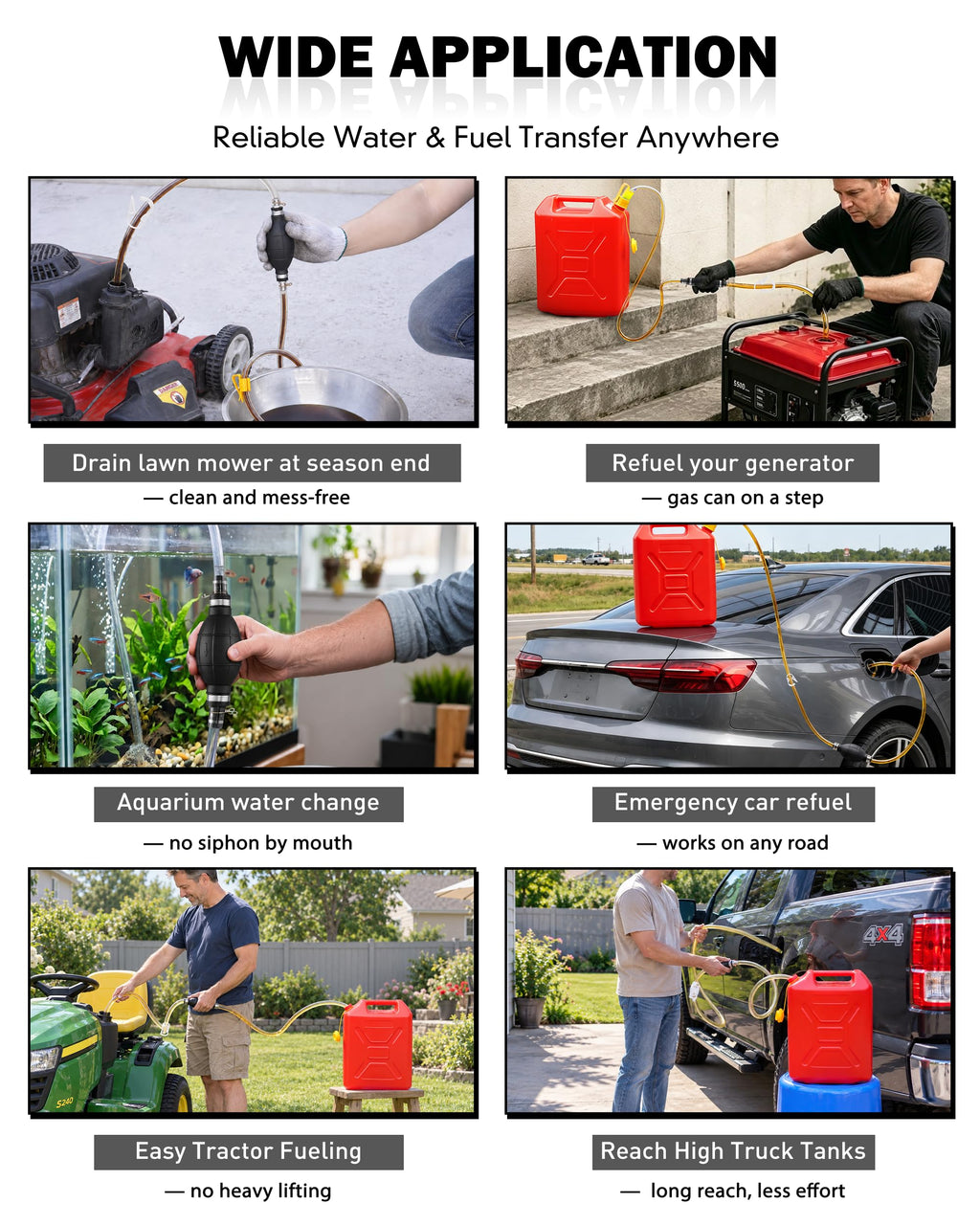 Fuel Transfer Pump for Gasoline, Diesel, Water, Hand Gas Siphon Hose Pump