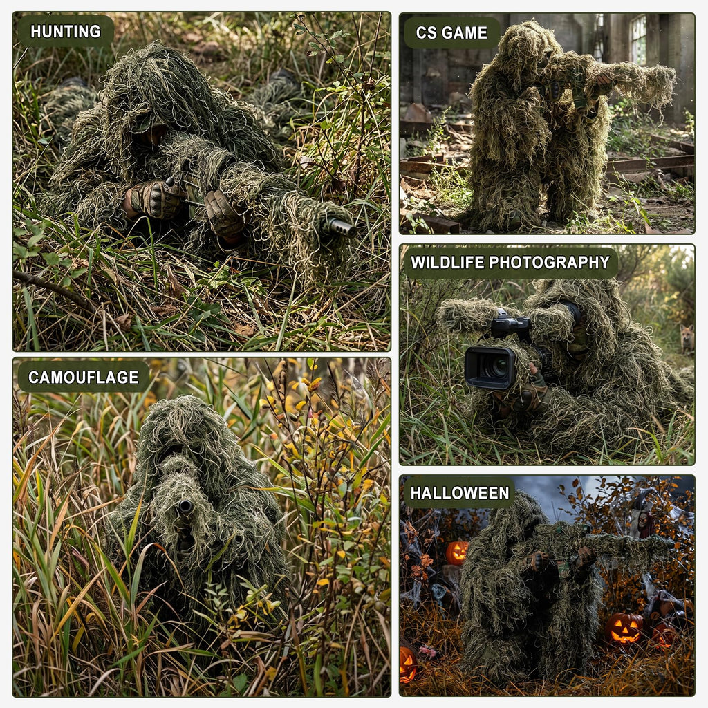 DoCred 5-In-1 Ghillie Suit, 3D Camouflage Hunting Suit