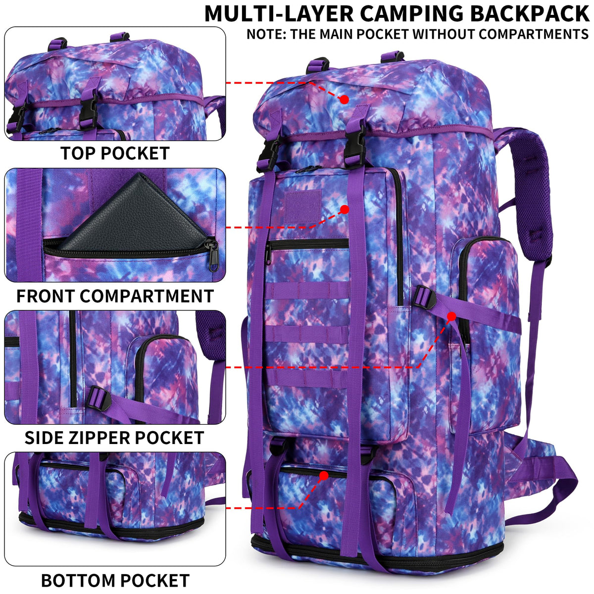 Hiking Backpack 70L/100L Camping Backpack Military Rucksack