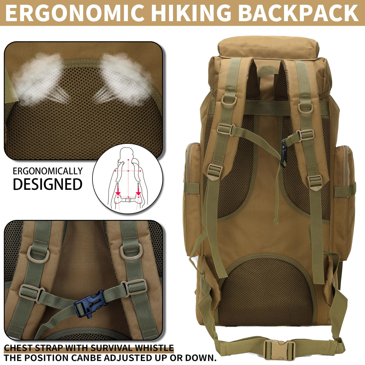 Hiking Backpack 70L/100L Camping Backpack Military Rucksack