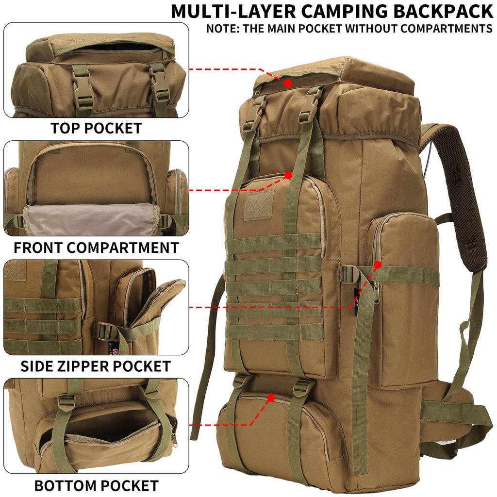 Hiking Backpack 70L/100L Camping Backpack Military Rucksack