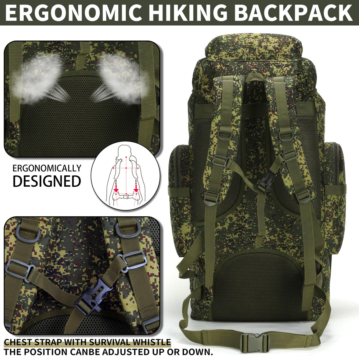Hiking Backpack 70L/100L Camping Backpack Military Rucksack