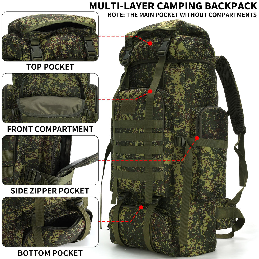 Hiking Backpack 70L/100L Camping Backpack Military Rucksack