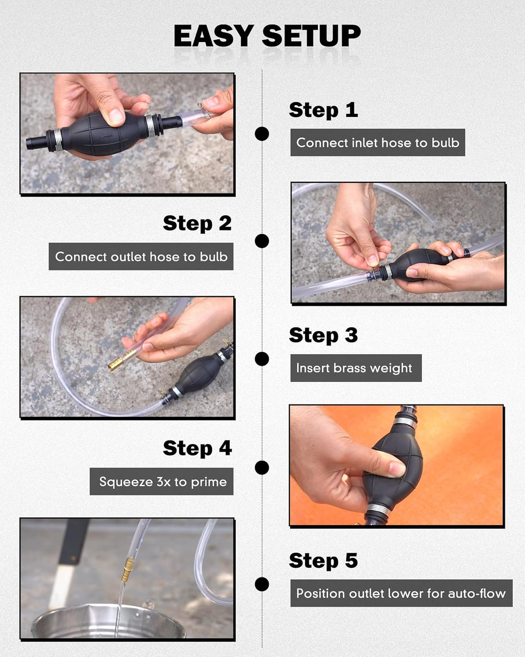 Fuel Transfer Pump for Gasoline, Diesel, Water, Hand Gas Siphon Hose Pump