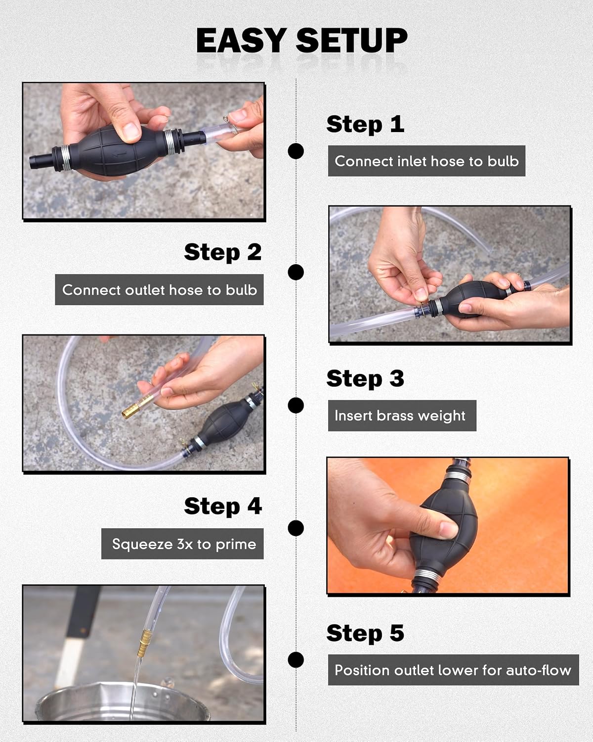 Fuel Transfer Pump for Gasoline, Diesel, Water, Hand Gas Siphon Hose Pump