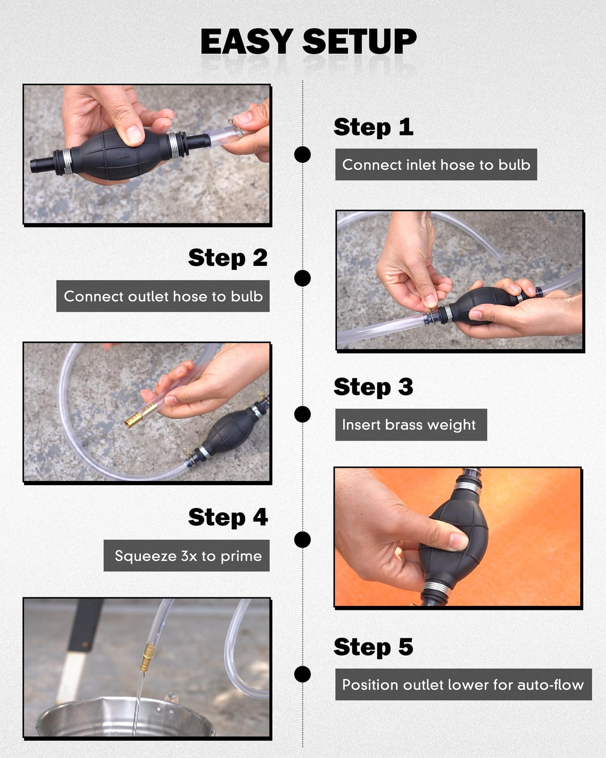 Fuel Transfer Pump for Gasoline, Diesel, Water, Hand Gas Siphon Hose Pump