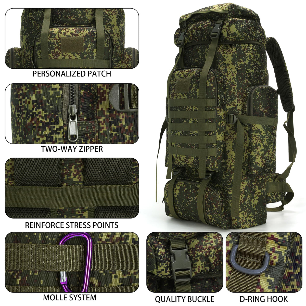 Hiking Backpack 70L/100L Camping Backpack Military Rucksack