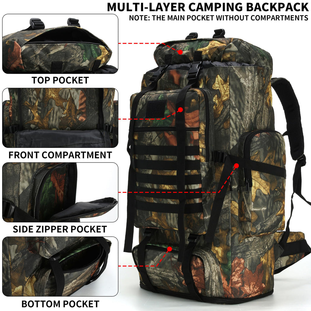 Hiking Backpack 70L/100L Camping Backpack Military Rucksack