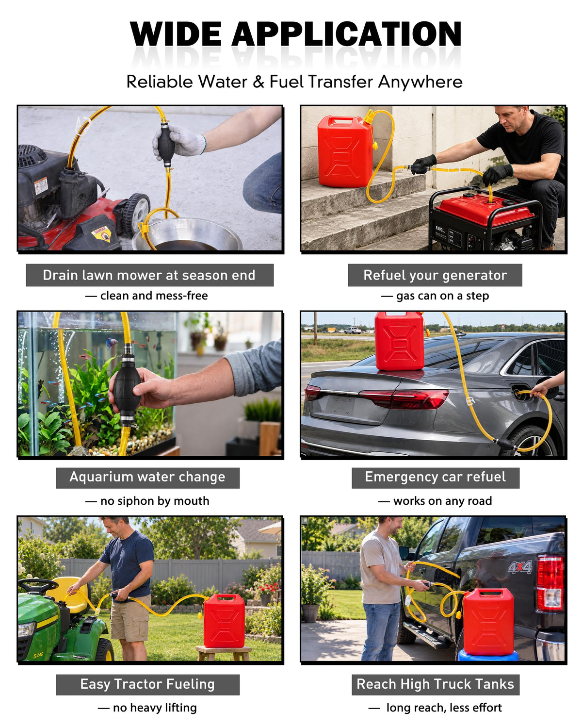 Fuel Transfer Pump for Gasoline, Diesel, Water, Hand Gas Siphon Hose Pump