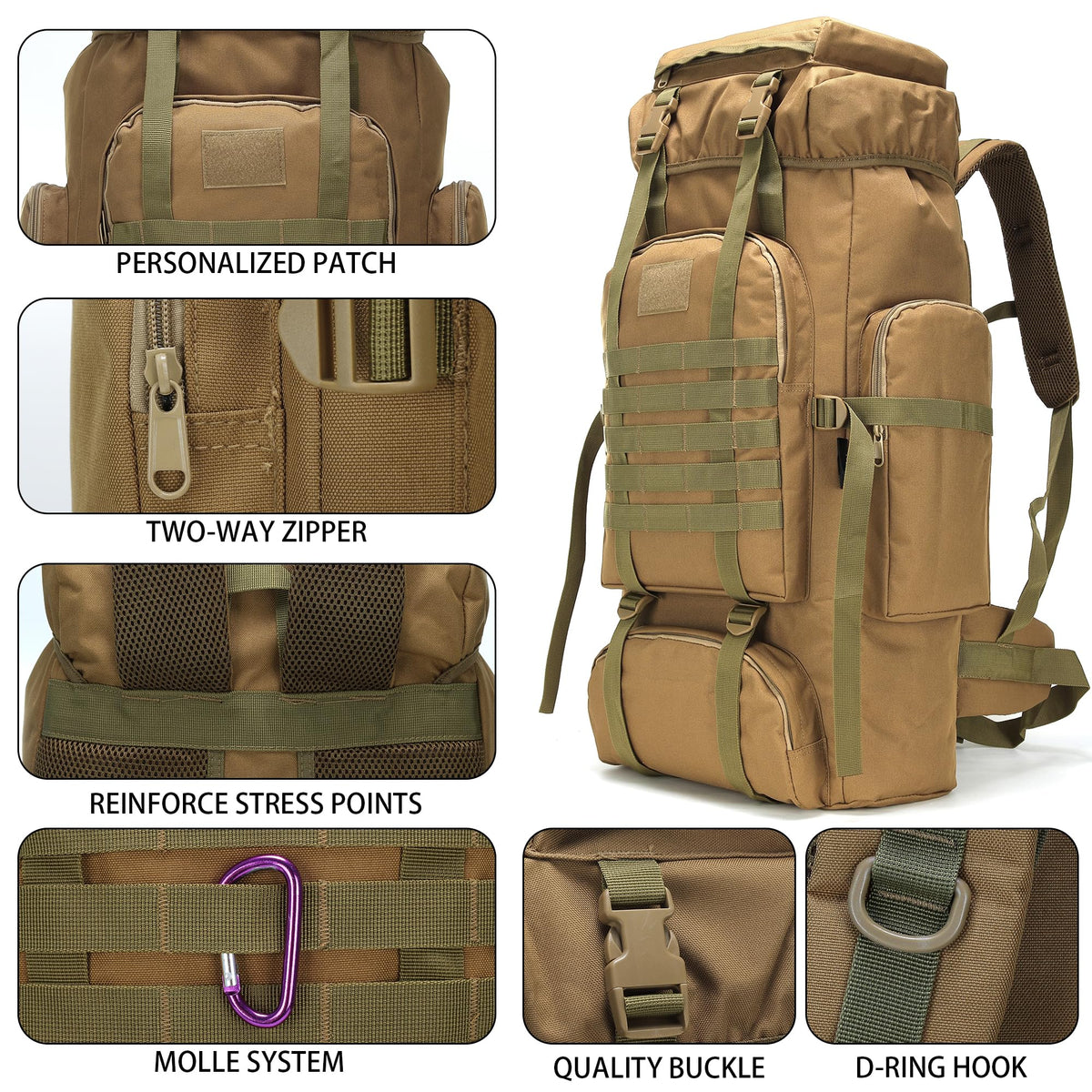 Hiking Backpack 70L/100L Camping Backpack Military Rucksack