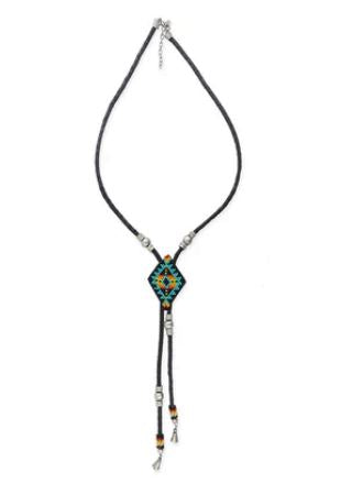 Rustic Charm Leather Beaded Necklace