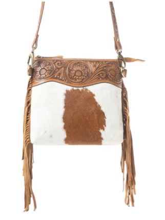 Western Meadows Brown Hair-on Cowhide Crossbody Bag