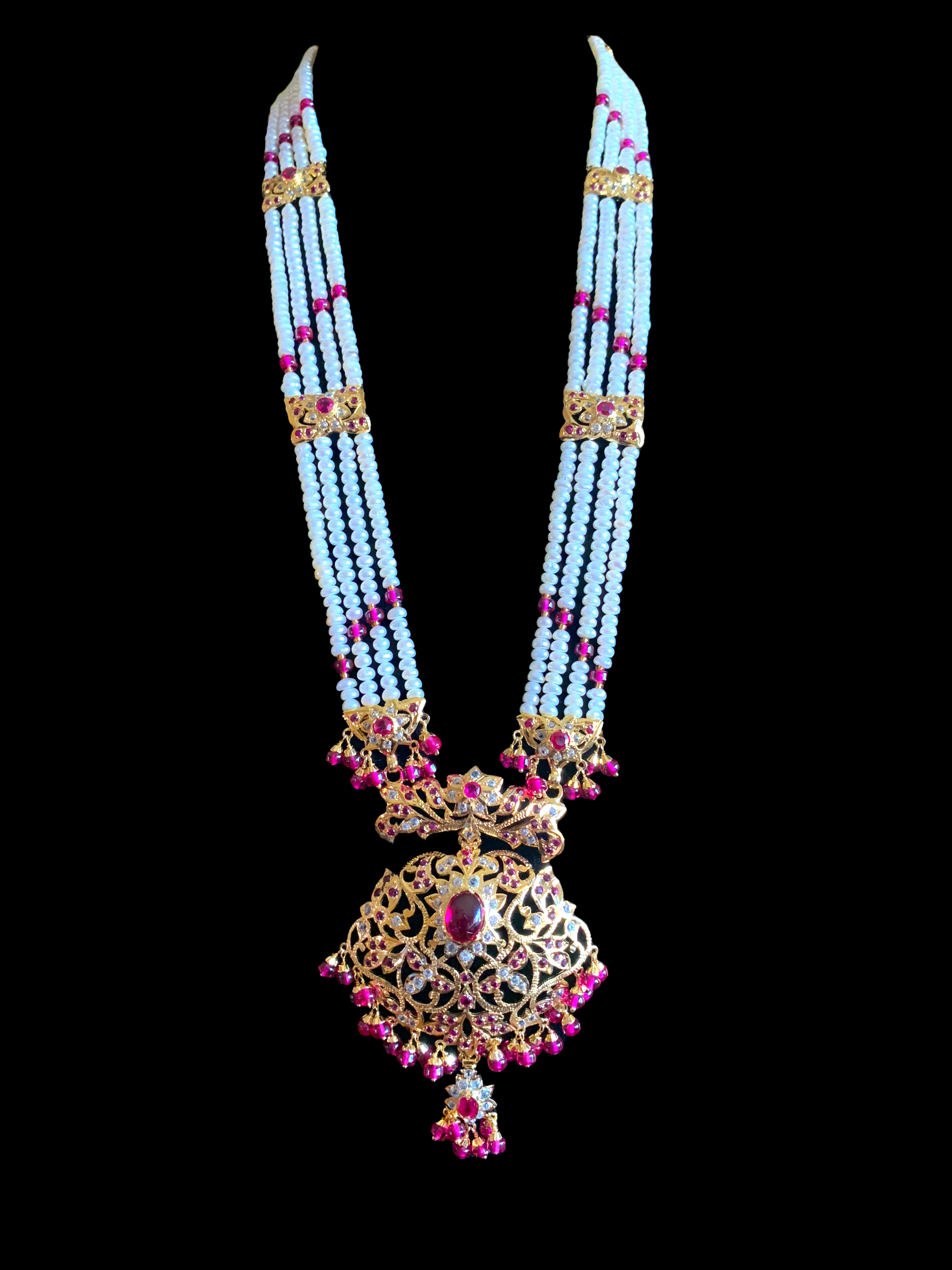 MAHNOOR gold plated silver Rani haar in rubies ( READY TO SHIP )