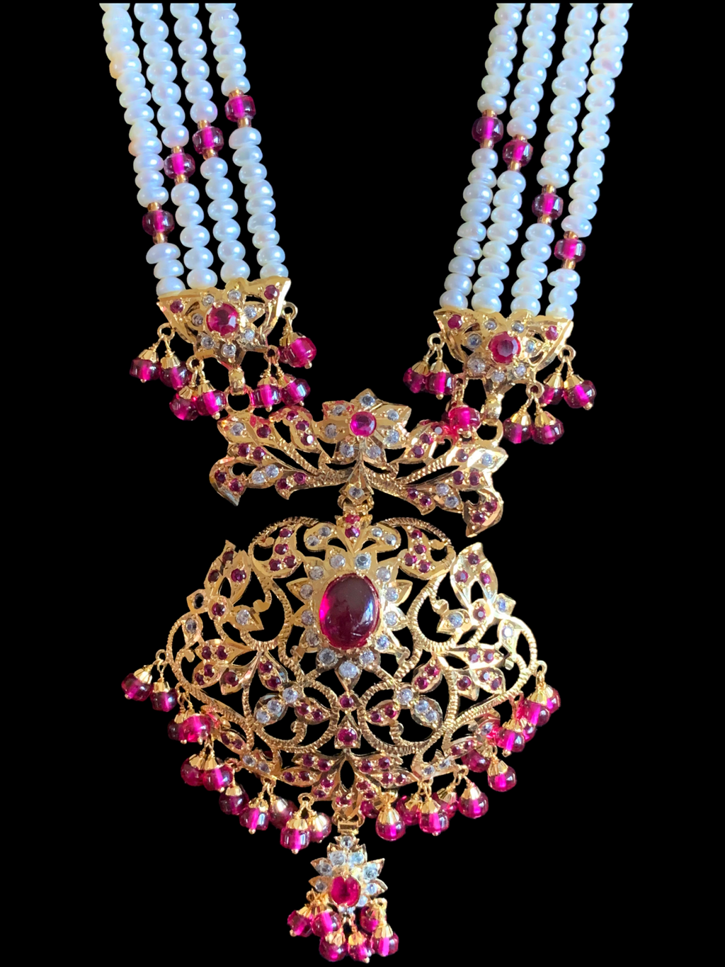 MAHNOOR gold plated silver Rani haar in rubies ( READY TO SHIP )