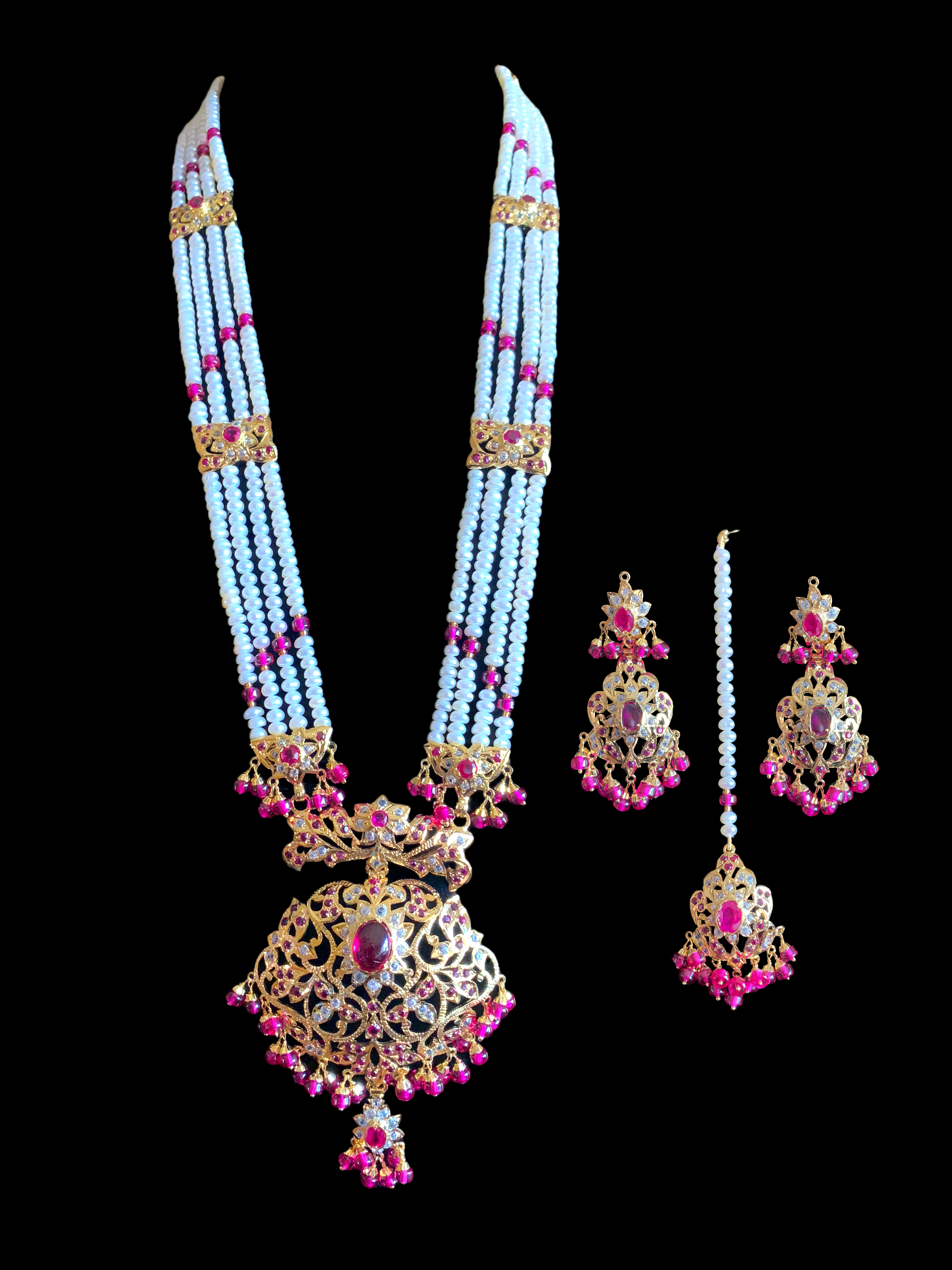 MAHNOOR gold plated silver Rani haar in rubies ( READY TO SHIP )